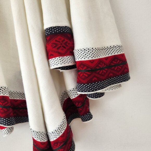 Cozy Knit Sweater Poncho Wrap Cream Red Fair Isle Print Women's Onesize (OS) - Picture 5 of 6